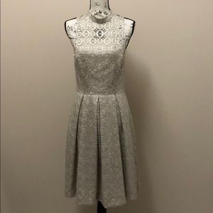 Cynthia Steffe beige and silver lace dress